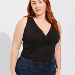 Black Sleeveless Wrap Top